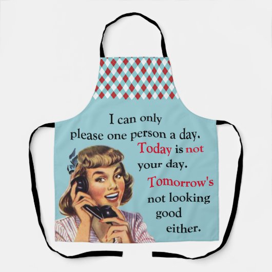 Vandaag is je dag niet , grappige telefoongesprek schort (Voorkant)