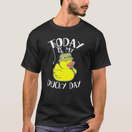 Vandaag is mijn Ducky Lucky Day Yellow Fisherman R T-shirt (Voorkant)