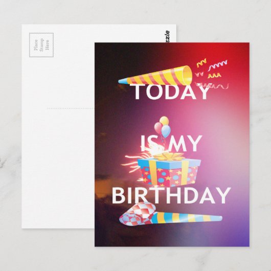 Vandaag is mijn verjaardag Art Print Briefkaart (Voorkant / Achterkant)