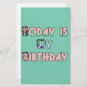 Vandaag is mijn verjaardag Art Print Briefpapier (Voorkant / Achterkant)