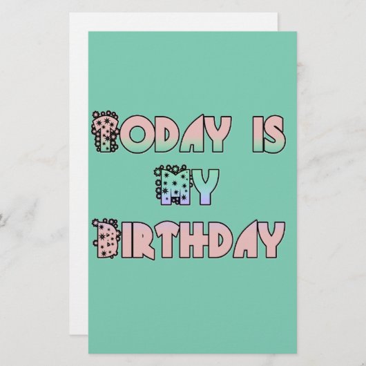 Vandaag is mijn verjaardag Art Print Briefpapier (Voorkant / Achterkant)