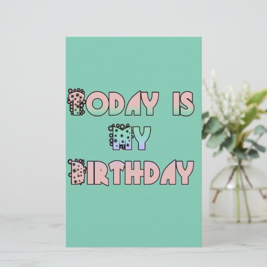 Vandaag is mijn verjaardag Art Print Briefpapier (Staand voorkant)