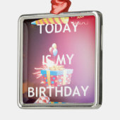 Vandaag is mijn verjaardag Art Print Metalen Ornament (Links)