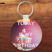 Vandaag is mijn verjaardag Art Print Sleutelhanger (Voorkant)