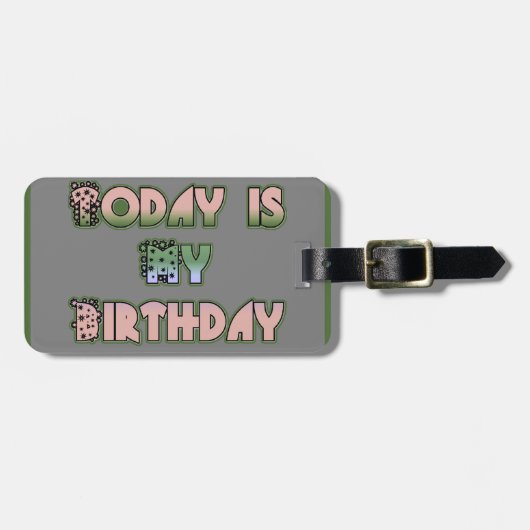 Vandaag is mijn verjaardag Baby Pink Art Print Bagagelabel (Voorkant horizontaal)