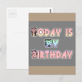 Vandaag is mijn verjaardag Baby Pink Art Print Briefkaart (Voorkant / Achterkant)