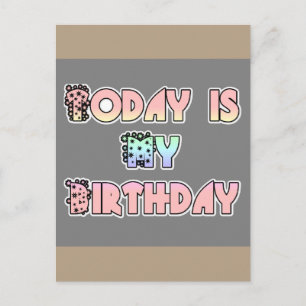 Vandaag is mijn verjaardag Baby Pink Art Print Briefkaart