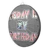 Vandaag is mijn verjaardag Baby Pink Art Print Dartbord (Voorkant Rechts)