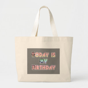 Vandaag is mijn verjaardag Baby Pink Art Print Grote Tote Bag