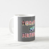 Vandaag is mijn verjaardag Baby Pink Art Print Koffiemok (Voorkant links)