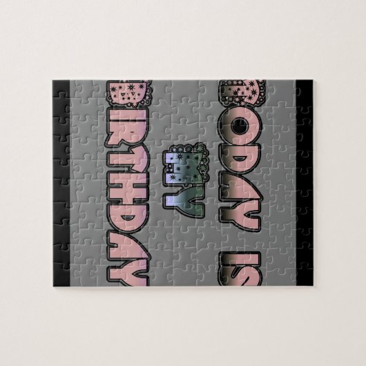 Vandaag is mijn verjaardag Baby Pink Art Print Legpuzzel (Horizontaal)