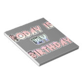 Vandaag is mijn verjaardag Baby Pink Art Print Notitieblok (Schuin)