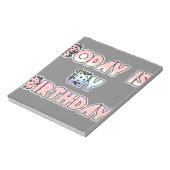 Vandaag is mijn verjaardag Baby Pink Art Print Notitieblok (Linkerzijde)