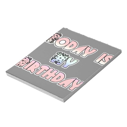 Vandaag is mijn verjaardag Baby Pink Art Print Notitieblok (Linkerzijde)