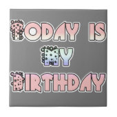 Vandaag is mijn verjaardag Baby Pink Art Print Tegeltje (Voorkant)