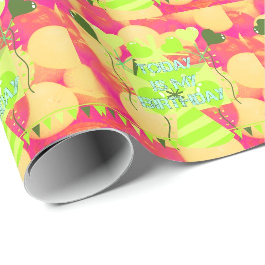 Vandaag is mijn verjaardag cadeaupapier (Rol Hoek)