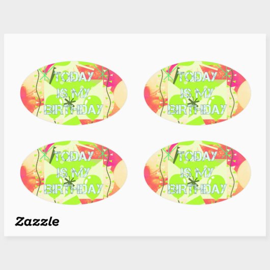 Vandaag is mijn verjaardag ovale sticker (Vel)
