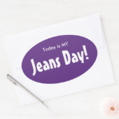 Vandaag is MY Jeans Day Stickers - Paarse Ovaal (Envelop)