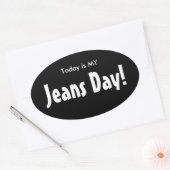 Vandaag is MY Jeans Day Stickers - Zwart Ovaal (Envelop)