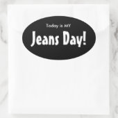 Vandaag is MY Jeans Day Stickers - Zwart Ovaal (Tas)