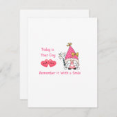 Vandaag is Uw Dag met een kabouter en harten op ee Feestdagenkaart (Voorkant / Achterkant)