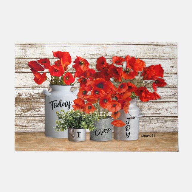 Vandaag kies ik Joy Poppies Doormat Deurmat (Voorkant)
