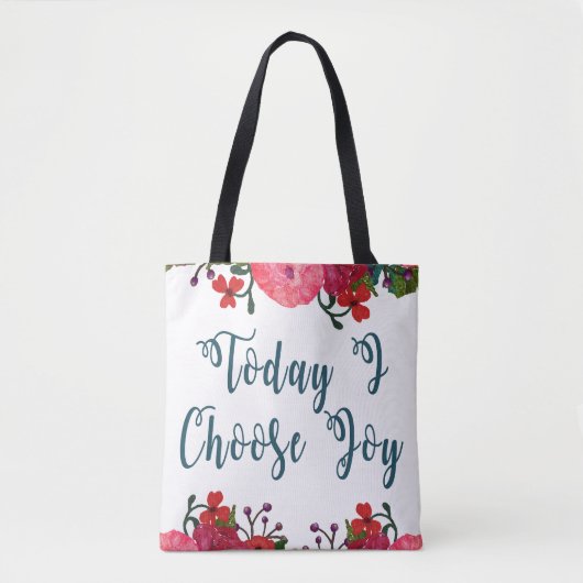 Vandaag kies ik Joy | Waterverf bloemen Tote Bag (Voorkant)