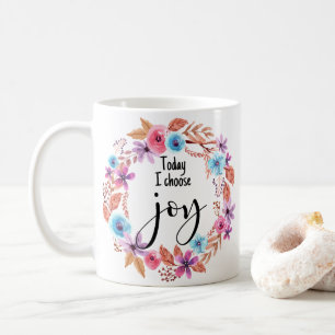 Vandaag kies ik voor Joy Inspirerend Quote Pink Fl Koffiemok