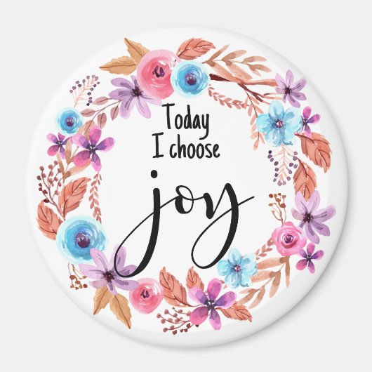 Vandaag kies ik voor Joy Inspirerend Quote Pink Fl Magneet (Voorkant)