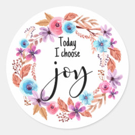 Vandaag kies ik voor Joy Inspirerend Quote Pink Fl Ronde Sticker