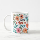 "Vandaag kies ik voor Joy" Pastel Floral Inspirati Koffiemok (Links)