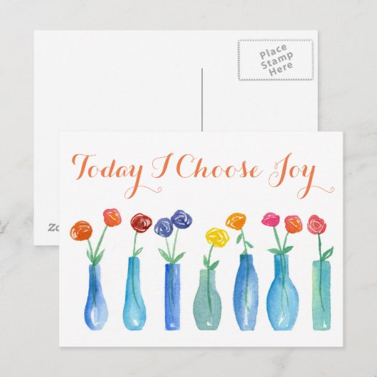 Vandaag kies ik voor Joy Pink Roses Inspirerend Briefkaart (Voorkant / Achterkant)