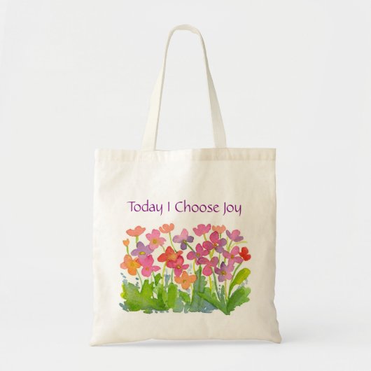 Vandaag kies ik voor Joy Pink Waterverf Flowers Tote Bag (Voorkant)