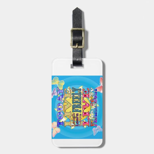 Vandaag leven, liefde, lach... bagagelabel (Voorkant verticaal)