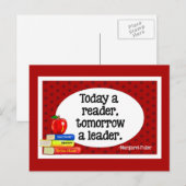 Vandaag lezer morgen een leader Red Polka Dots Briefkaart (Voorkant / Achterkant)