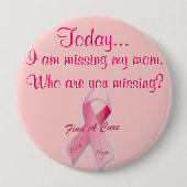 Vandaag mis ik roze lint ronde button 4,0 cm (Voorkant)