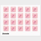 Vandaag mis ik roze lint vierkante sticker (Vel)
