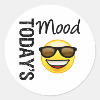 Vandaag Mood Emoticon Cool met tinten Ronde Sticker