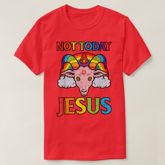 vandaag niet jesus satan goat rainbow satanis t-shirt (Design voorkant)