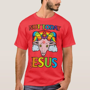 vandaag niet jesus satan goat rainbow satanis t-shirt