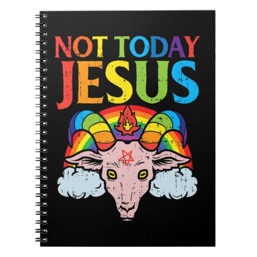 Vandaag niet Jezus Satan Goat Satanic Rainbow Sata Notitieboek (Voorkant)