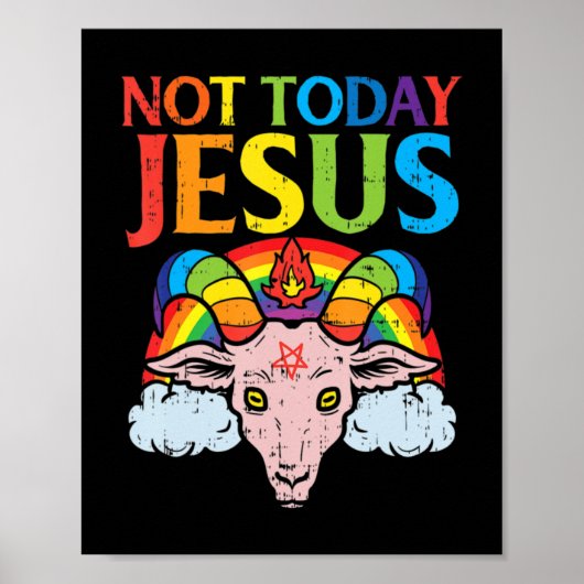 Vandaag niet Jezus Satan Goat Satanic Rainbow Sata Poster (Voorkant)