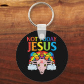 Vandaag niet Jezus Satan Goat Satanic Rainbow Sata Sleutelhanger (Voorkant)