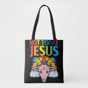 Vandaag niet Jezus Satan Goat Satanic Rainbow Sata Tote Bag