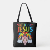 Vandaag niet Jezus Satan Goat Satanic Rainbow Sata Tote Bag (Achterkant)