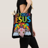 Vandaag niet Jezus Satan Goat Satanic Rainbow Sata Tote Bag (Dichtbij)