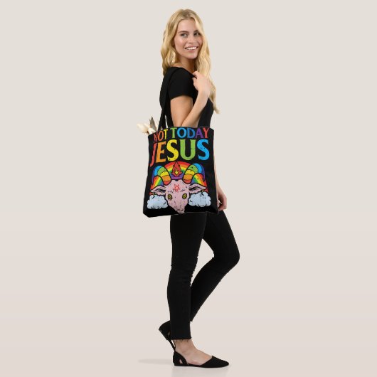 Vandaag niet Jezus Satan Goat Satanic Rainbow Sata Tote Bag (Op model)