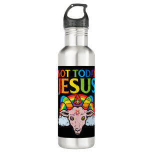 Vandaag niet Jezus Satan Goat Satanic Rainbow Sata Waterfles