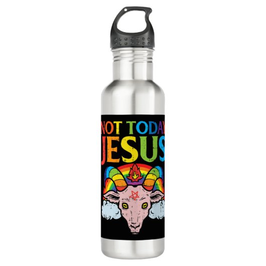 Vandaag niet Jezus Satan Goat Satanic Rainbow Sata Waterfles (Voorkant)