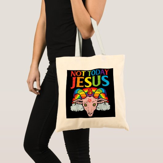 Vandaag. Niet Jezus Satan Goat. Satanische regenbo Tote Bag (Voorkant (product))
